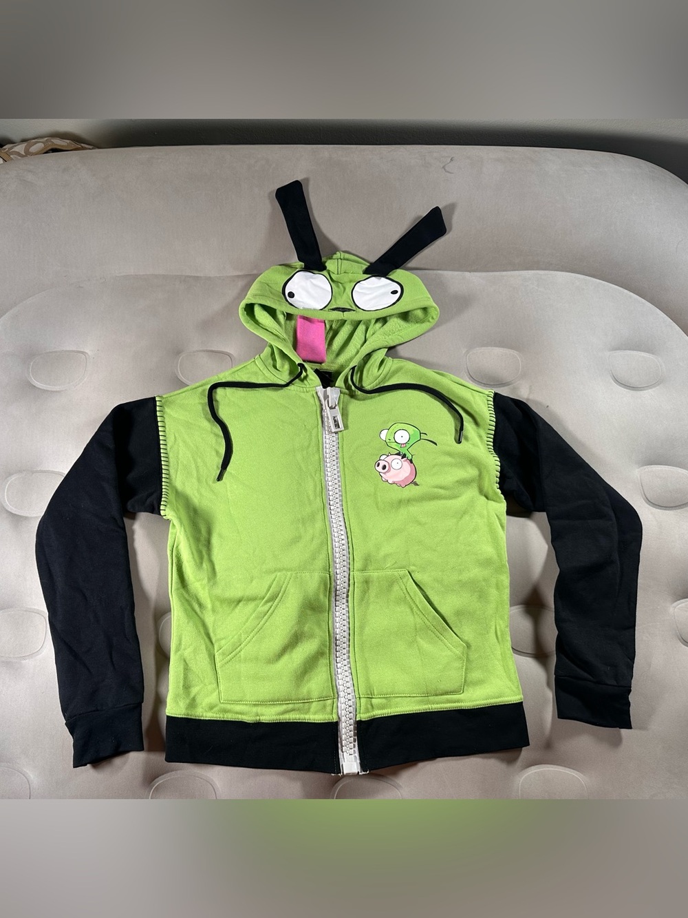 Nickelodeon Invader Zim Gir Full Zip Costume Hoodie/Jacket Green Retro Small